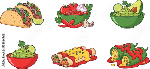 Collection of authentic mexican dishes with spicy flavors, perfect for Cinco de Mayo celebrations