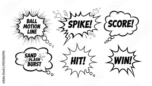 Dynamic Sports Expressions: A collection of dynamic speech bubbles with sports-related exclamations, adding excitement and visual impact.