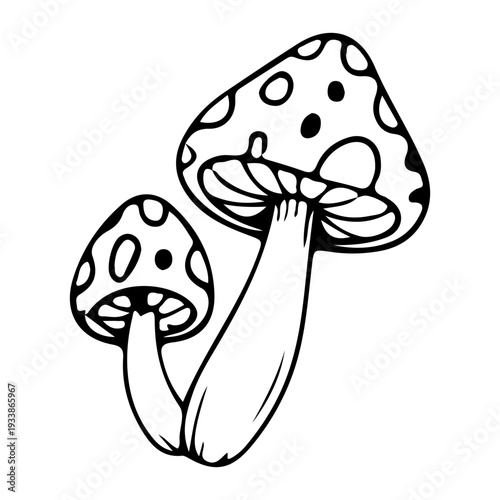 Doodle Mushrooms Outline
