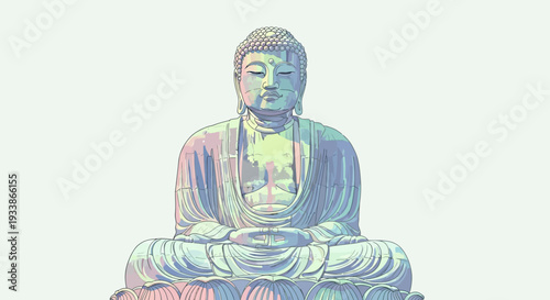 Buddha Statue, Serene Meditation, Spiritual Enlightenment, Pastel Colors