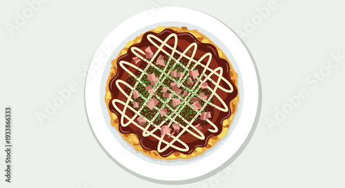 Okonomiyaki Japanese Food Top View