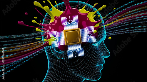 digital human intelligence, cpu neural interface, cybernetic data splash