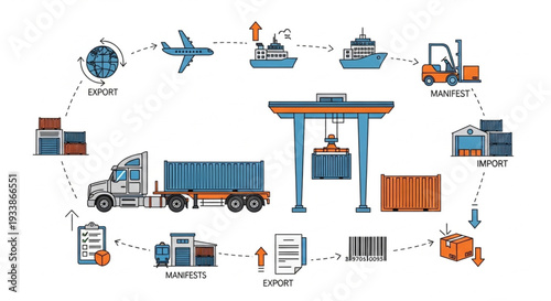 Global Logistics and Supply Chain Management Illustration.