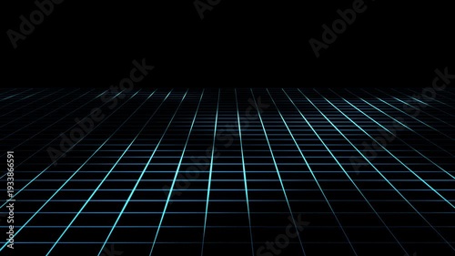 3d perspective grid lines loop animation retro abstract technology background, Black background with animated waving blue wireframe grid line fit for alpha channel or overlay layer