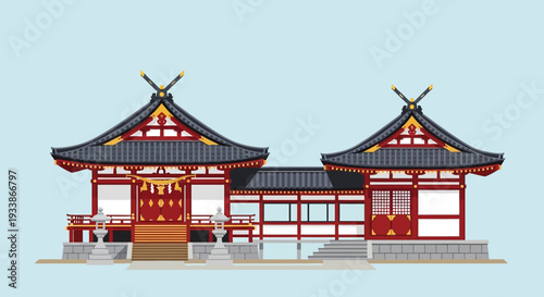 Japanese Shrine Architecture, Traditional Red Buildings
