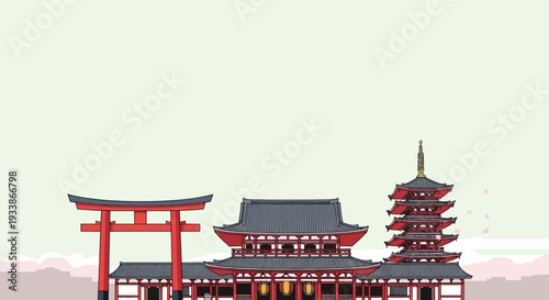 Japanese Temple Pagoda Torii Gate Traditional Architecture