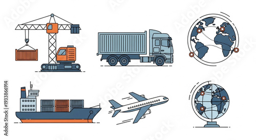 Global Logistics and Transportation Icons.