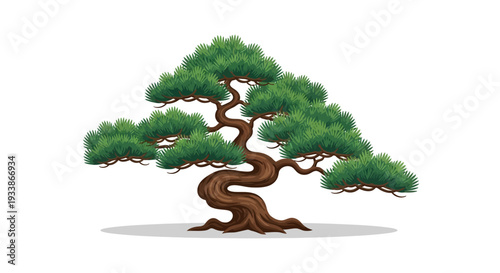Stylized Bonsai Tree Illustration