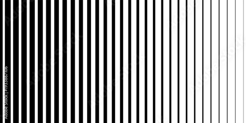 Line halftone gradation texture. Fading horizontal stripe gradient background. Repeating pattern backdrop. Black parallel thin to thick lines backdrop for overlay, print, cover, graphic design. Vector