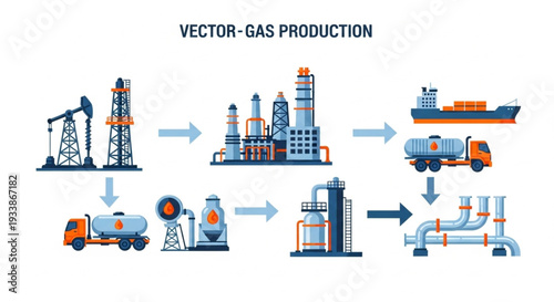 Gas Production Process Infographic Illustration.
