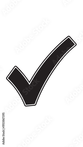 Bold black checkmark symbol on white background for design and validation purposes.
