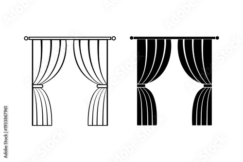 Curtain icon icon for web and mobile app, isolated on a white background. Flat vector illustration