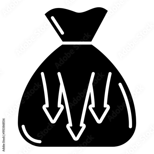 Financial losses vector icon. Revenue decline Illustration sign. Market decline symbol. Economic decline logo.