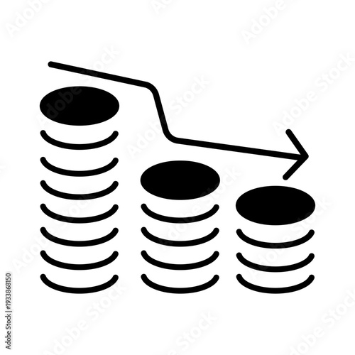 Financial losses vector icon. Revenue decline Illustration sign. Market decline symbol. Economic decline logo.