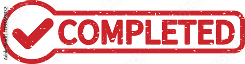 完了を示すCOMPLETEDスタンプアイコン｜チェックマーク付きの作業完了・達成イラスト Completed Stamp Icon with Check Mark
