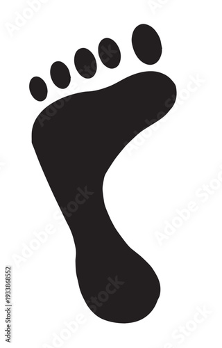 Black Human Footprint Silhouette Icon Isolated on White Background