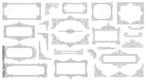 Collection of ornate, decorative, vintage, and antique frames and borders, perfect for elegant invitations, certificates, and graphic design projects