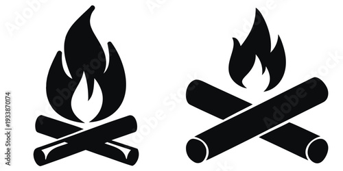 campfire silhouette vector illustration, campfire silhouette, campfire icons