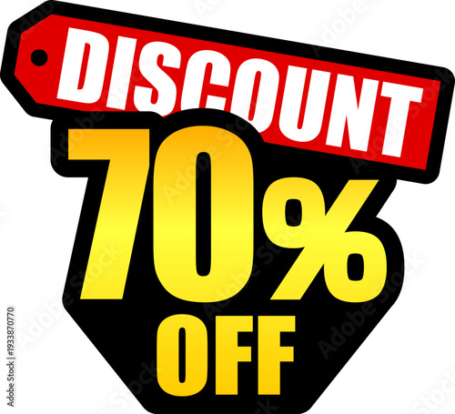 70％オフのセールを表すディスカウントラベル　70 Percent Off Discount Label – Special Offer Sale Tag
