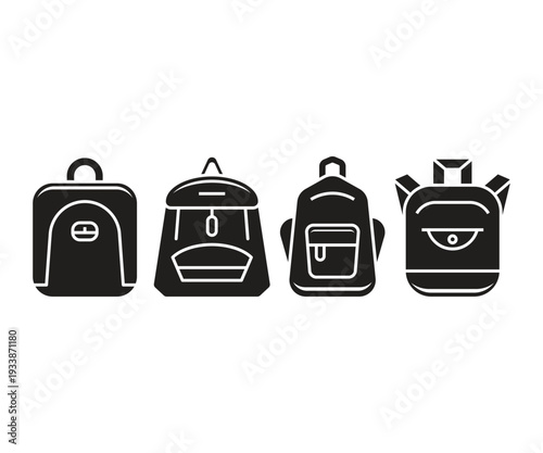 backpack, satchel and school bag icons set illustration vector