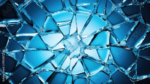 Wallpaper Mural Shattered Blue Glass with Reflections and Light Torontodigital.ca