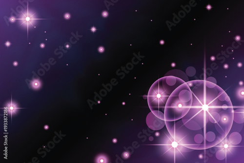 Purple Galaxy Space Background with Glowing Stars and Bokeh