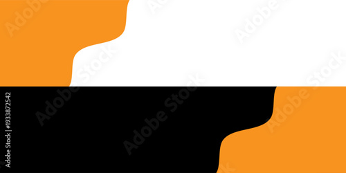 Abstract background with contrasting orange, white, and black shapes creating a modern visual composition