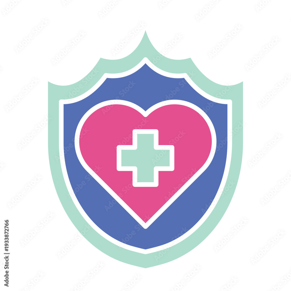 Obraz premium Healthcare and Medical Flat Icon Set in Pastel Colors, Health Protection and Medical Services Icon Set