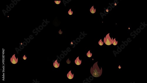 Abstract Fiery Particles in Motion on Black background 
