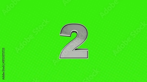 Shiny silver number five on bright green background