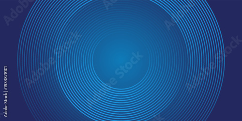 Dark blue abstract vector background with bright and elegant glowing circle lines stacked together, 3D cover of business presentation banner or night party. modern