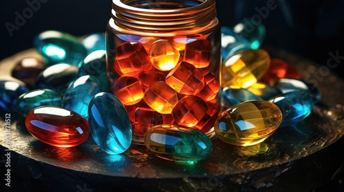 Wallpaper Mural Vibrant Assorted Colored Pills and Capsules in Glass Jar Torontodigital.ca