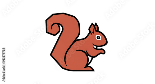 Cute and friendly cartoon squirrel vector graphic, depicting a vibrant brown woodland creature with an iconic bushy tail, perfect for children's designs, nature concepts, and animal-themed branding