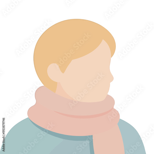 Profile Of A Young Blonde Man In A Pink Scarf Vector Icon