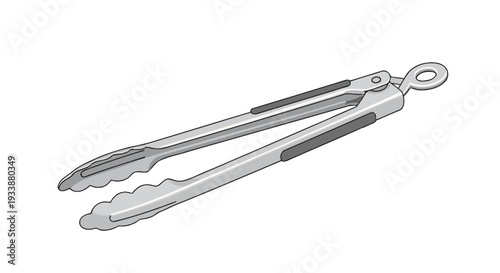 Illustration of versatile kitchen tongs featuring non-slip grips, an essential cooking tool for handling, serving, and grilling various foods with ease and precision