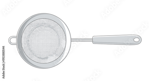 A Simple Stainless Steel Sieve with a Long Handle - Ideal for Kitchen Use and Baking