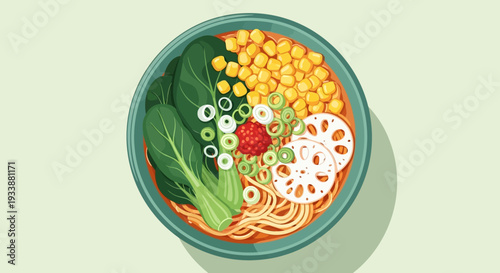 Healthy Ramen Bowl Top View