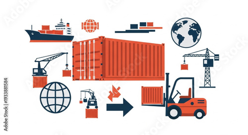 Global Shipping and Logistics with Cargo Containers and Cranes.