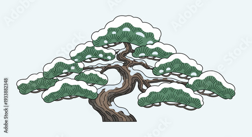 Snowy Pine Tree - Winter Nature Art