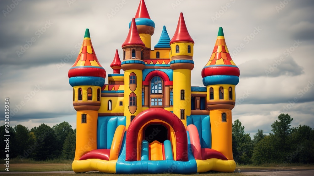 custom made wallpaper toronto digitalVibrant Inflatable Castle Playground with Multiple Towers