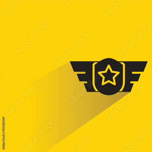 Bild auf Leinwand soldier badge icon with shadow on yellow background