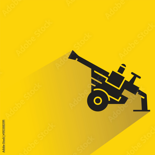army artillery icon with shadow on yellow background