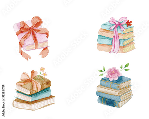 Vintage Floral Book Watercolor illustration