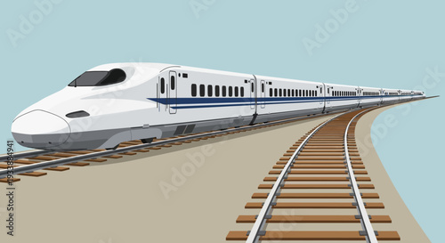 High-Speed Bullet Train on Tracks