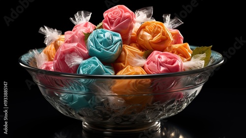 Wallpaper Mural Colorful Wrapped Candies in Clear Glass Bowl Torontodigital.ca
