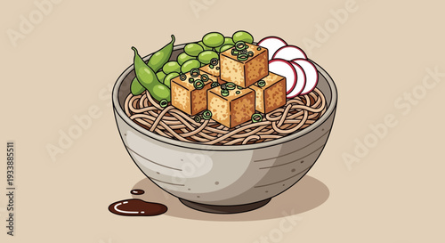 Healthy Soba Noodles with Tofu and Edamame