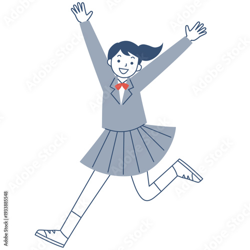 走る笑顔の女子学生