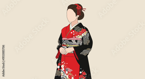 Traditional Japanese Woman in Kimono