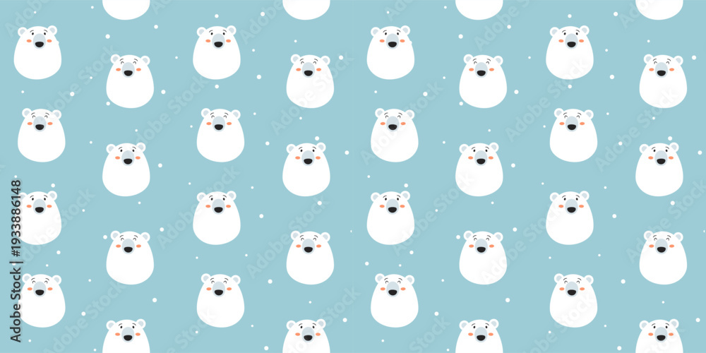 Obraz premium Minimal Cute Bear Seamless Pattern on Light Blue Background