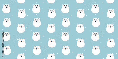 Minimal Cute Bear Seamless Pattern on Light Blue Background